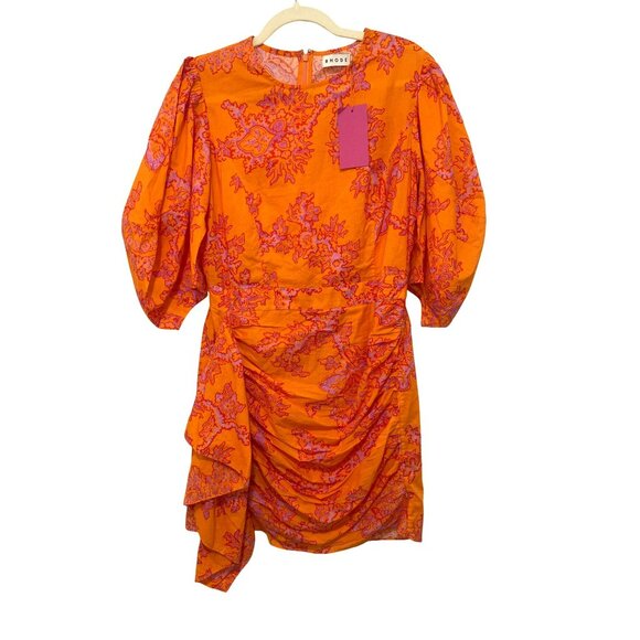 Rhode Pia Dress Coral Reef Puff Sleeves Size 10 New - Picture 4 of 9